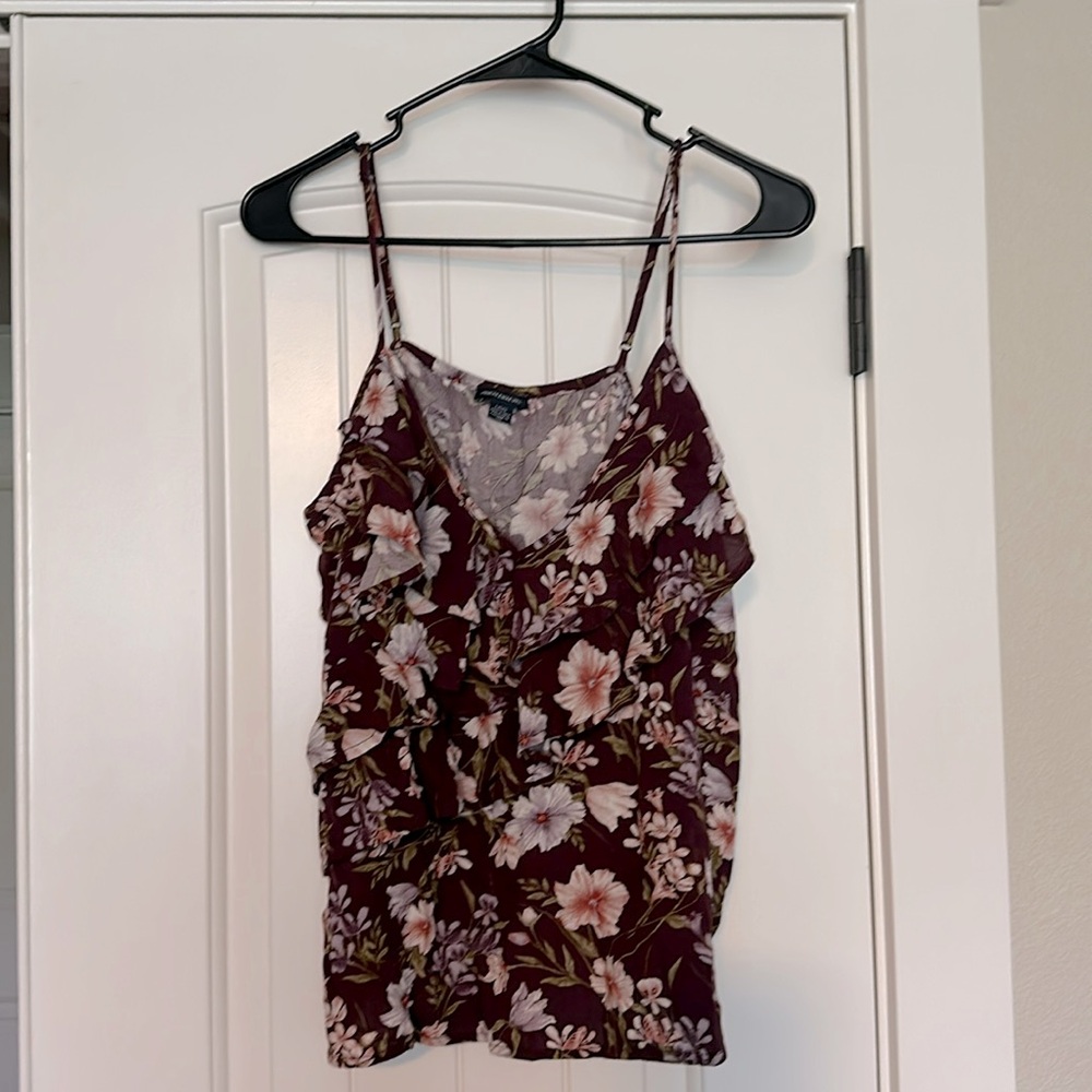 NWOT - never worn, American Eagle Tank Top, Burgandy color with floral print.